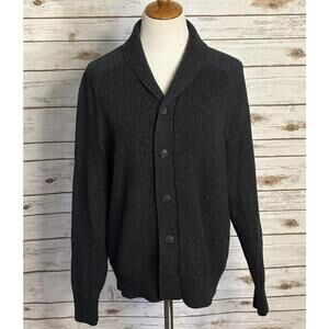GAP grey cotton shaker shawl collar button-up cardigan sweater Size Large
